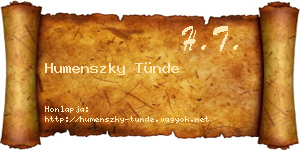 Humenszky Tünde névjegykártya