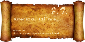 Humenszky Tünde névjegykártya